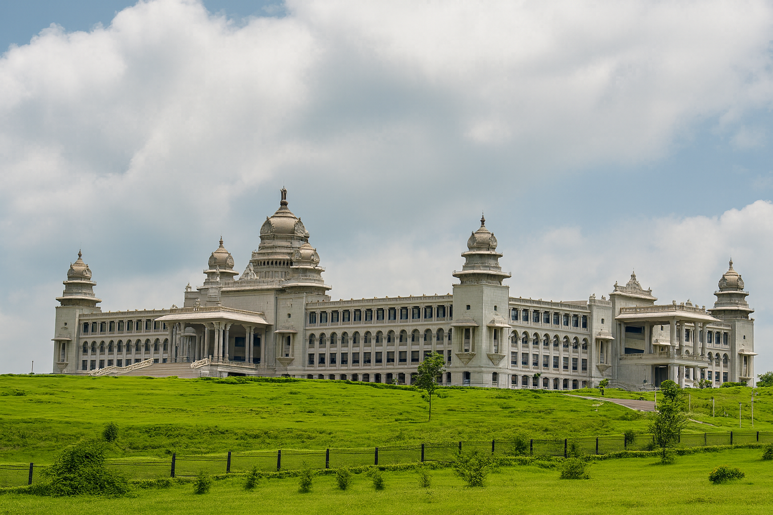 majestic architecture on lush hill